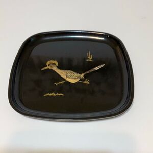 Vintage Couroc of Monterey Roadrunner Tray Mid Century. Wood and mother of pearl